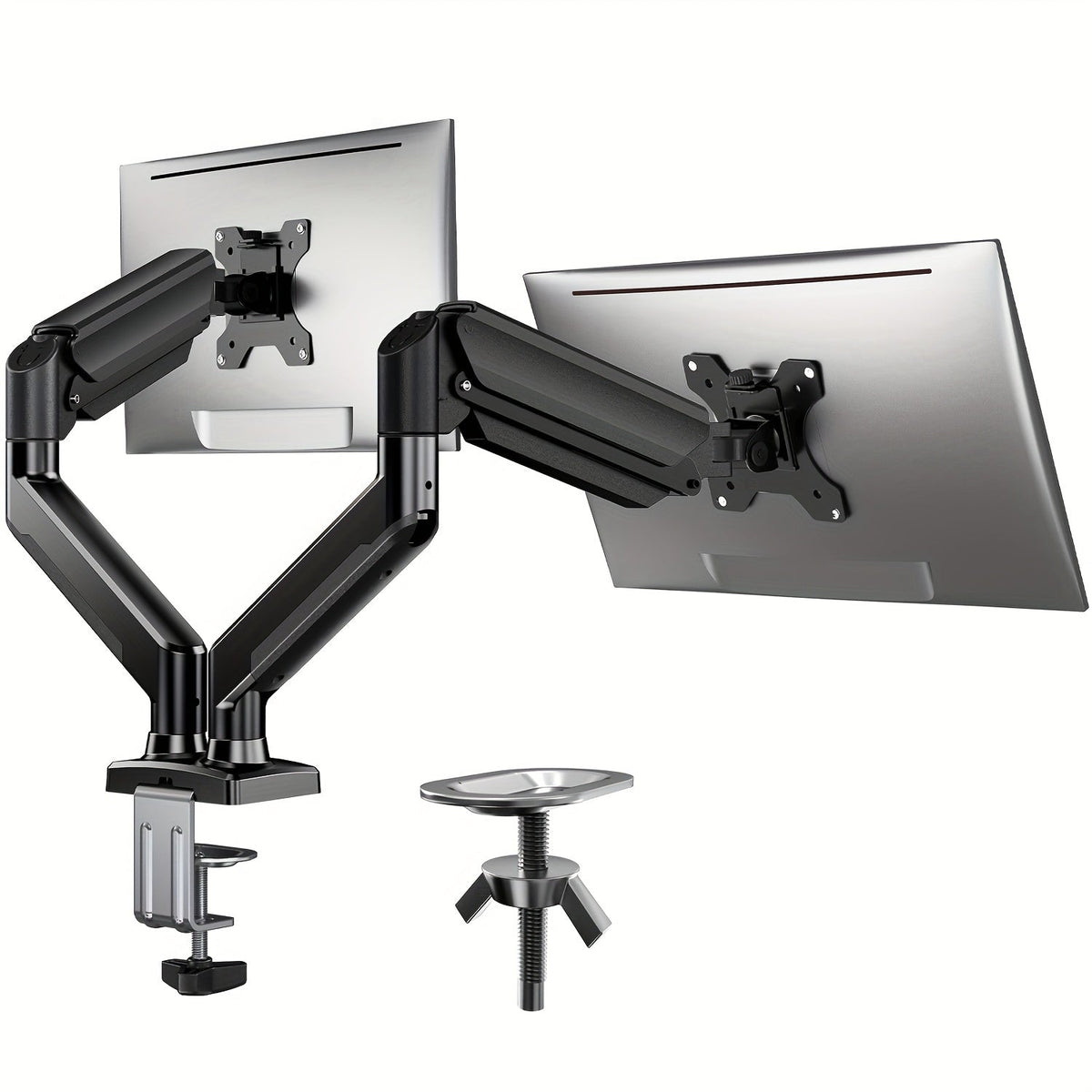Dual Monitor Stand for 32 Inch Screens, Full Motion Dual Monitor Arm with 180° Swivel Tilt 360° Rotation