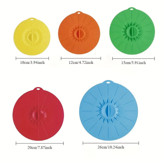 Silicone Food Lids 7 Pack 5 Sizes Reusable Stretch Lids for Bowls Cups Pots Pans – BPA Free Microwave Splatter Cover Airtight Leakproof Food Storage Lids Dishwasher Freezer Safe