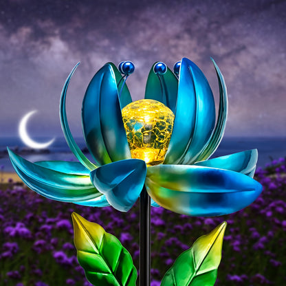 Solar Garden Light Rotating Windmill Flower with Color-Changing LED and Purple or Blue Options