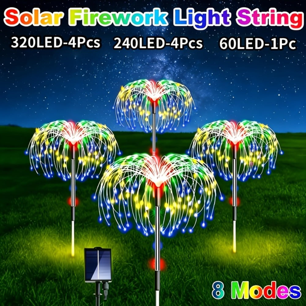 Solar Garden Lights Outdoor Waterproof IP65 – Fireworks Fairy Lights 8 Modes Multi-Color Solar Powered Landscape Decoration for Garden Balcony Pathway Lawn Christmas Holiday 240 320 LED 4 Pack