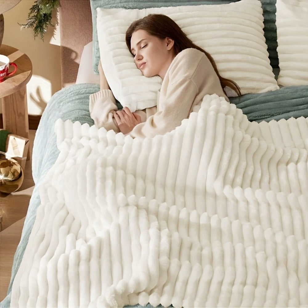 Reversible Faux Rabbit Hair Blanket in Four Colors and Five Sizes from 39 x 60 to 108 x 90 Inches