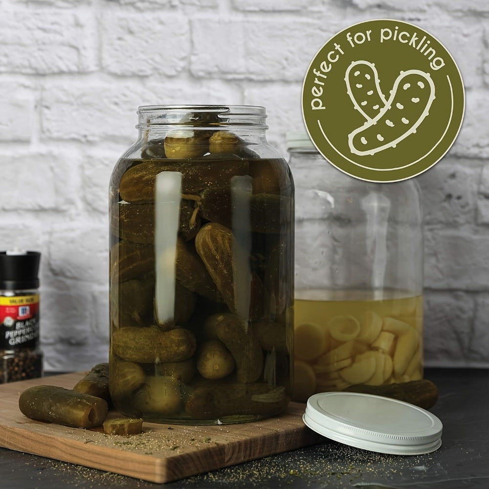 Two-Pack One Gallon Wide-Mouth Glass Storage Jar Set with Flip-Top Lids for Pantry and Pickling