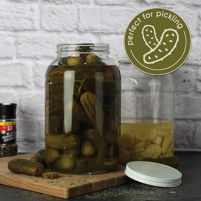 Two-Pack One Gallon Wide-Mouth Glass Storage Jar Set with Flip-Top Lids for Pantry and Pickling