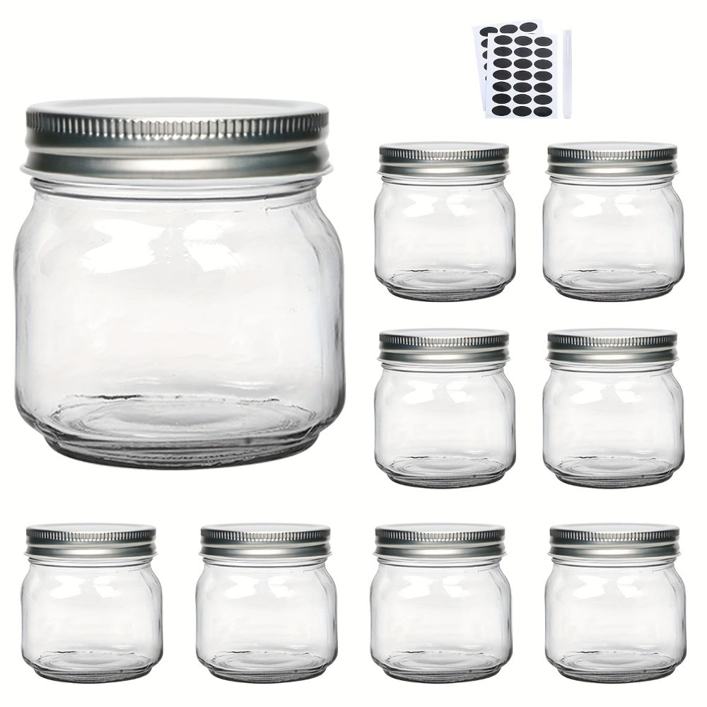 8 oz Glass Mason-Style Storage Jar Multipacks with 9, 18, 27 or 36 Jars and Four Lid Configurations