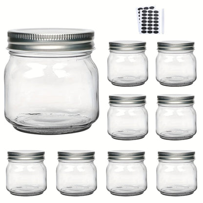 8 oz Glass Mason-Style Storage Jar Multipacks with 9, 18, 27 or 36 Jars and Four Lid Configurations