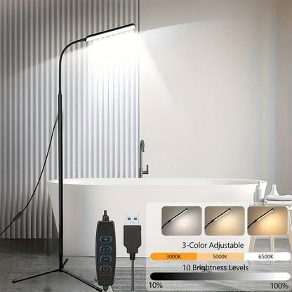 45.6-Inch Gooseneck LED Floor Lamp with Three Color Labels, Ten Brightness Levels and Inline Control