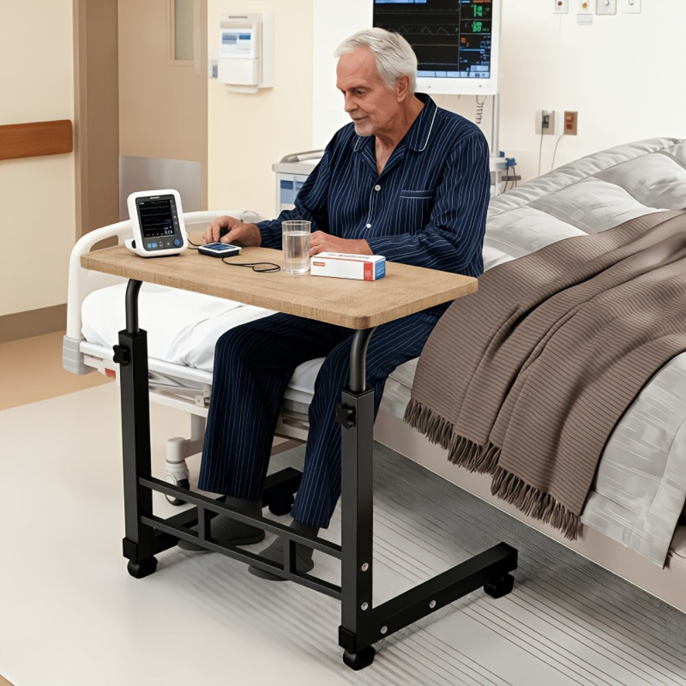 Adjustable Overbed Table with Rolling Frame and Eight Color Checkout Options from Retro to Deep Glacier