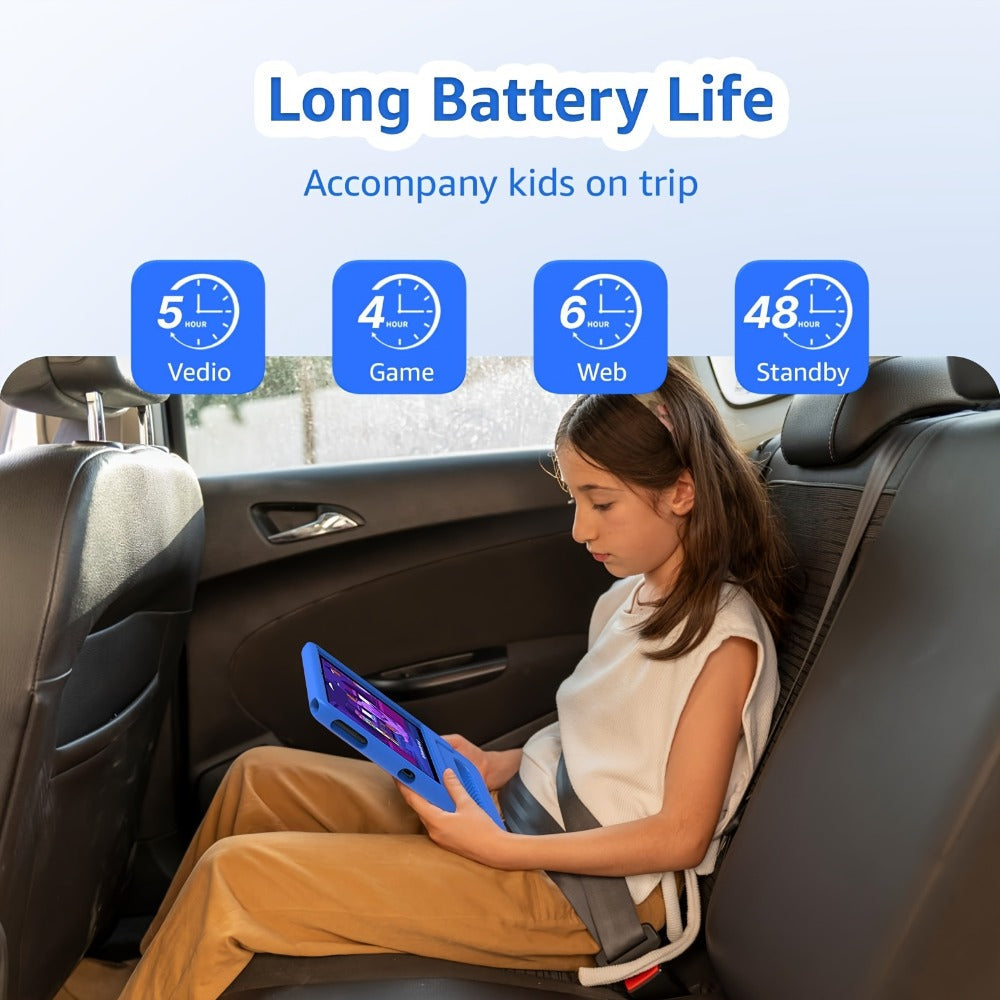 Kids Tablet 10 Inch Android 13 2GB RAM 64GB Storage 512GB Expandable WiFi Dual Camera Preloaded Educational Apps Parental Controls Shockproof Case for Boys Girls Blue Red