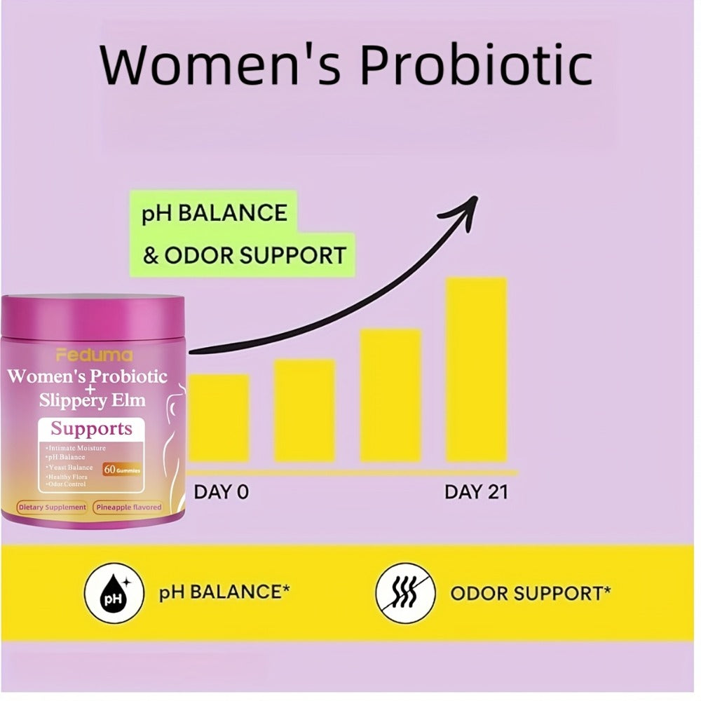 Women's Probiotic Gummies for Vaginal Health & Intimate Balance – 60 Count Pineapple Flavor, Supports Healthy Flora, Yeast Balance & Intimate Moisture, Daily Feminine Wellness Supplement