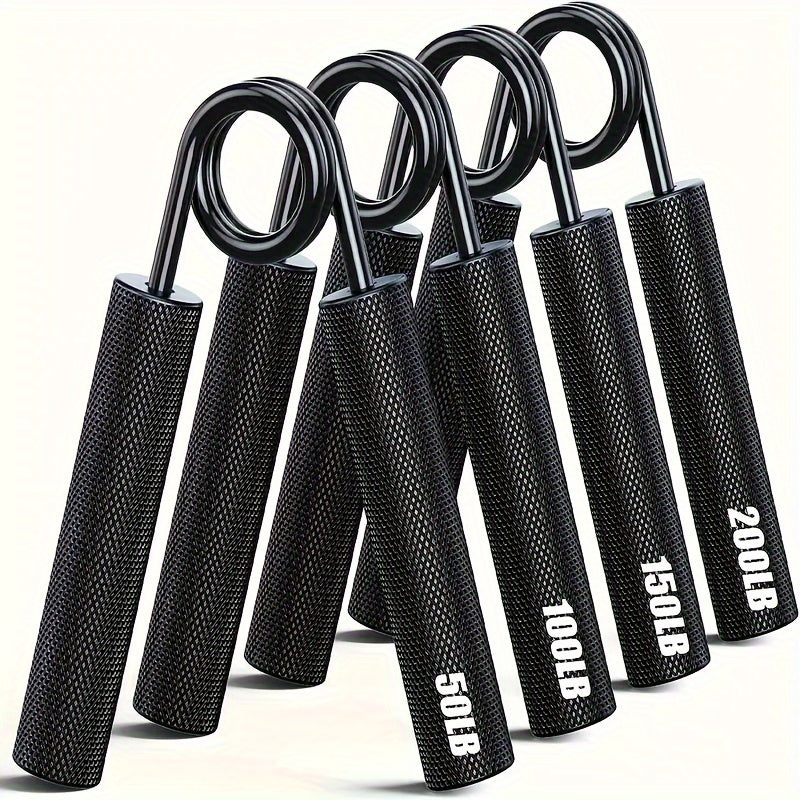 Hand Grip Strengthener Set 4pcs Heavy Duty Metal - Forearm & Wrist Trainer 50LB to 200LB Resistance, Finger Exerciser for Muscle Building, Rehabilitation & Crush Grip Training, Black