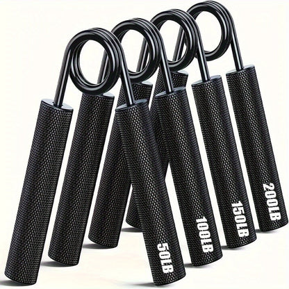 Hand Grip Strengthener Set 4pcs Heavy Duty Metal - Forearm & Wrist Trainer 50LB to 200LB Resistance, Finger Exerciser for Muscle Building, Rehabilitation & Crush Grip Training, Black