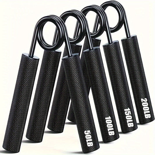 Hand Grip Strengthener Set 4pcs Heavy Duty Metal - Forearm & Wrist Trainer 50LB to 200LB Resistance, Finger Exerciser for Muscle Building, Rehabilitation & Crush Grip Training, Black