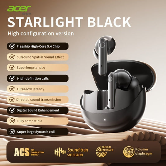 Wireless Earbuds Acer Bluetooth 5.4 TWS Stereo with Long Standby and Multi-Device Support in Three Colors