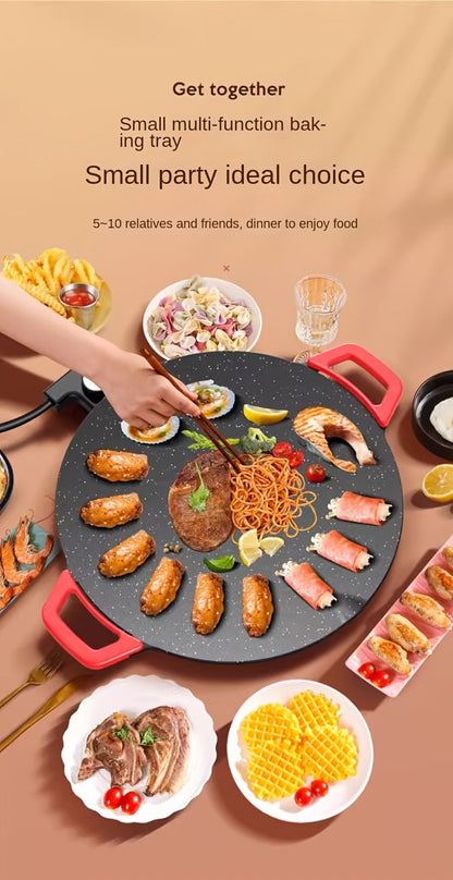 Electric Griddle Maifan Stone Non-Stick Coating 5-Speed Temperature Control - Indoor Electric Baking Pan with Red Handle, Easy Clean, for Pancakes Eggs Steak BBQ - 18"/19"/Square 26.9"