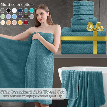 700GSM Bath Towel Set 8 Piece Extra Large Ultra Soft Thick - Highly Absorbent Quick Dry | 2 Oversized Bath Towels 2 Hand Towels 4 Washcloths | 16 Colors | Bathroom Hotel Gym Spa Adult Gift Set