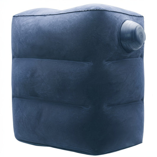 Inflatable Travel Neck Pillow Press to Inflate Foldable Ergonomic Design for Airplane Office Camping Gray Blue