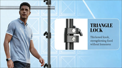 Adjustable Photography Backdrop Stand Kit in 10 x 7-Foot Size with Two Tripods, Four Crossbars, Four Clamps and Carry Bag