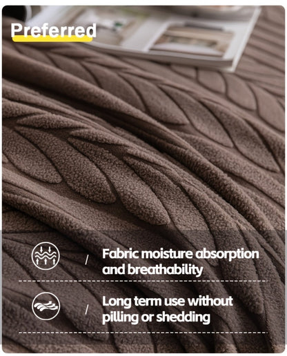Sofa Cover Elastic Velvet Leaf Jacquard Full-Cover Slipcover with Pillowcase for 1 to 4-Seater Sofas