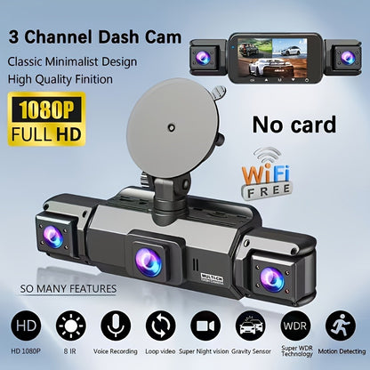 360° Dash Cam - 3/4 Channel 1080P HD Car Camera, Night Vision, WDR, G-Sensor, Loop Recording, 24/7 Parking Monitor, WiFi, Optional 32GB Card, Zero Blind Spot Coverage