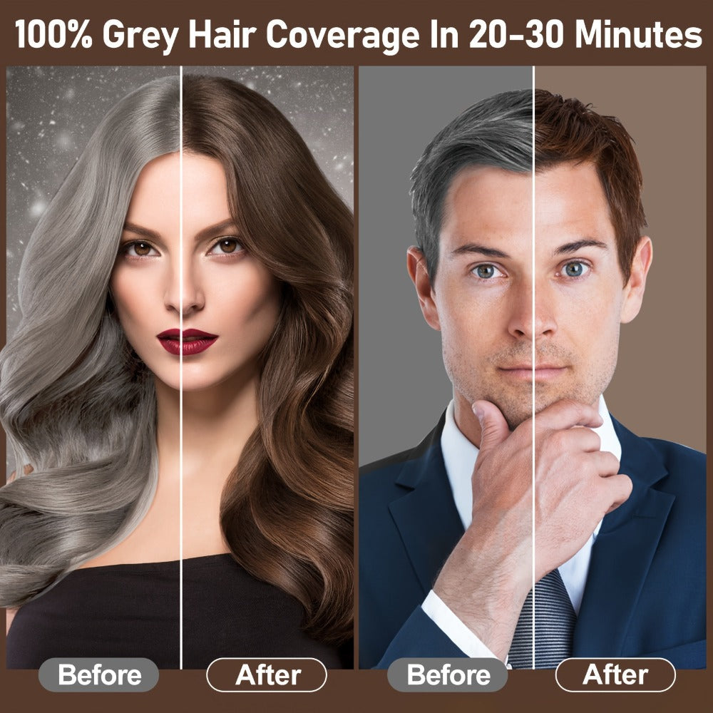 RILSIC 3-in-1 Gray Hair Color Shampoo with Plant Squalene — 100% Gray Coverage Wash & Condition Instant Results, No Mix No Ammonia, 16.91oz / 500ml for Women & Men All Hair Types