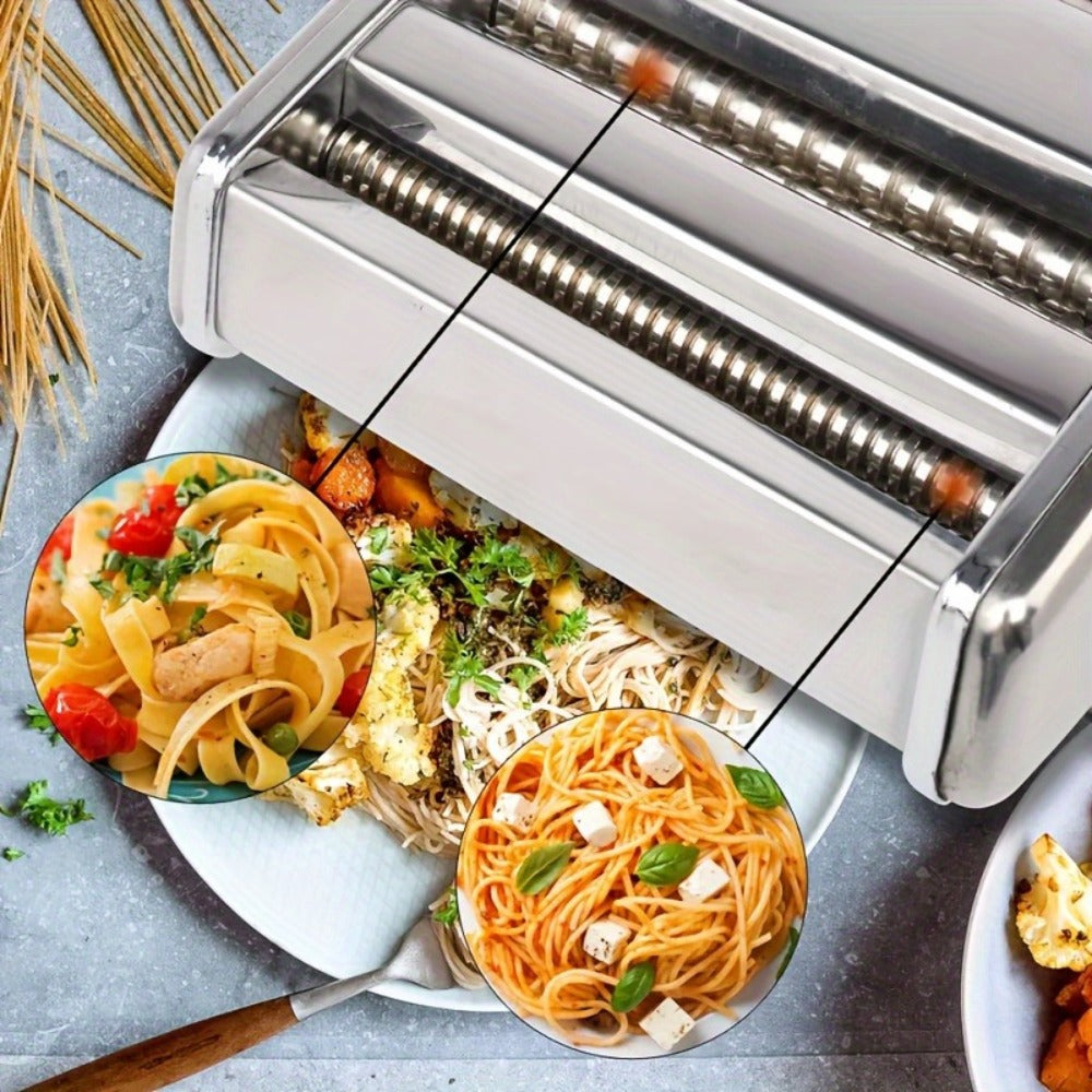 Pasta Maker Machine Manual 9 Adjustable Thickness Settings Stainless Steel Pasta & Noodle for Home Cooking, Dining and Outdoor Meals