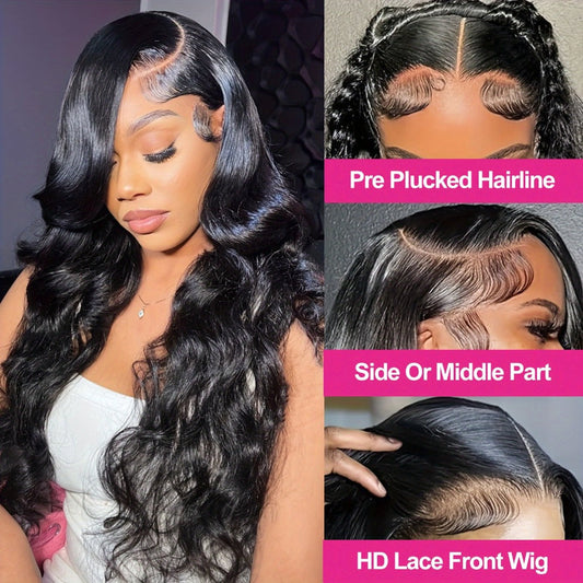 Body Wave Lace Front Wig 13x4 HD Transparent Lace 30 Inch Human Hair Glueless Bye Bye Knots Pre Plucked Natural Hairline for Women All Skin Tones Wear and Go
