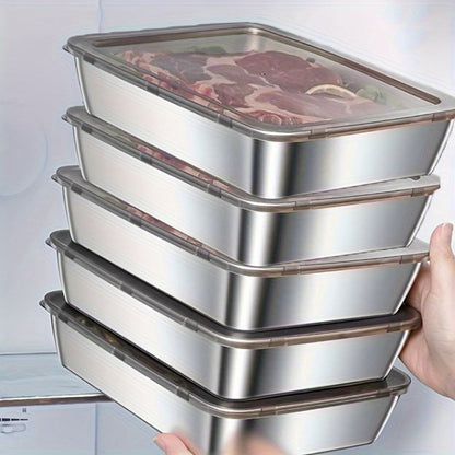 Food Storage Containers Five-Piece Stainless Steel Plate Set with Five Flip-Top Lids for Hand Washing
