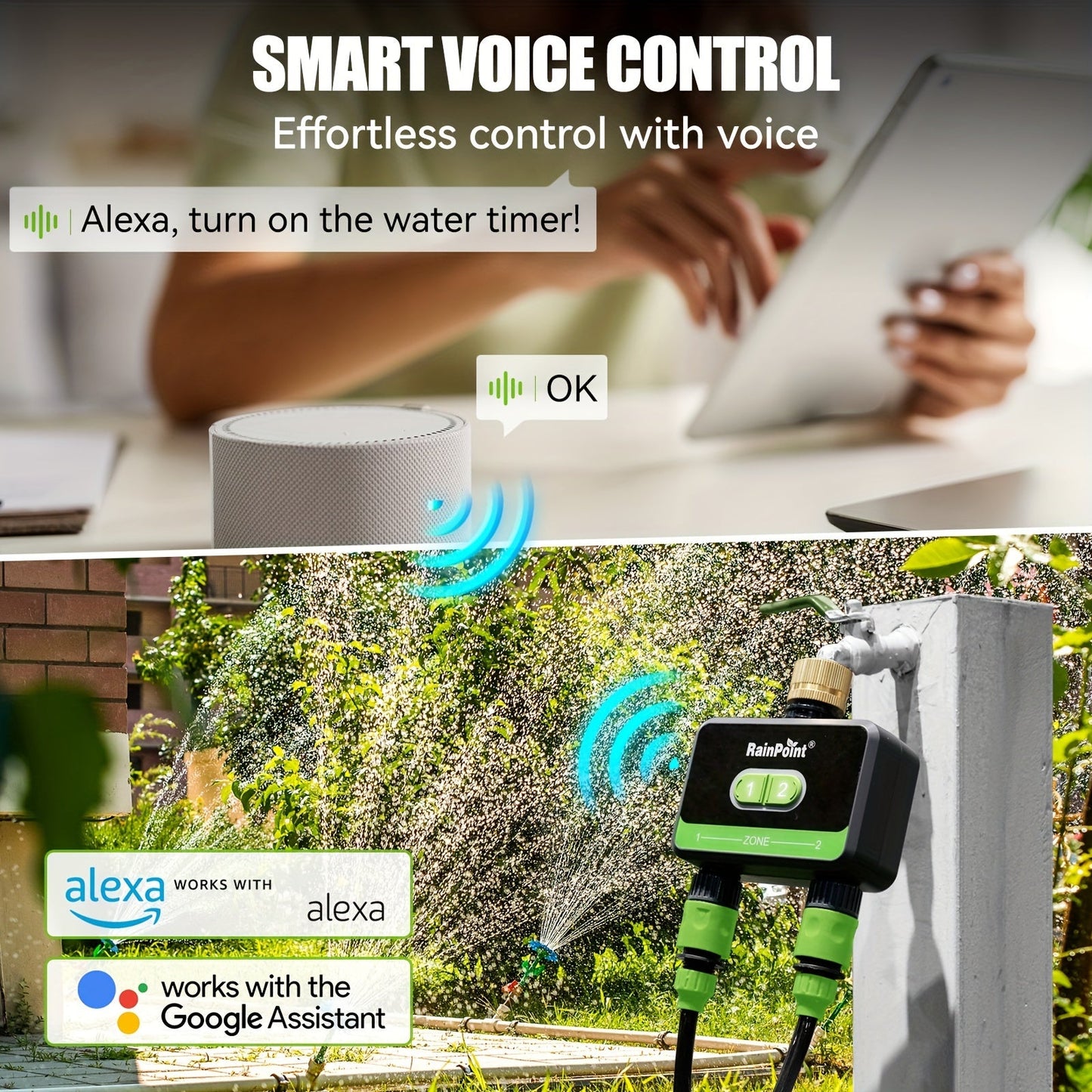WiFi Sprinkler Timer 2 Zone Smart | App Control Garden Irrigation