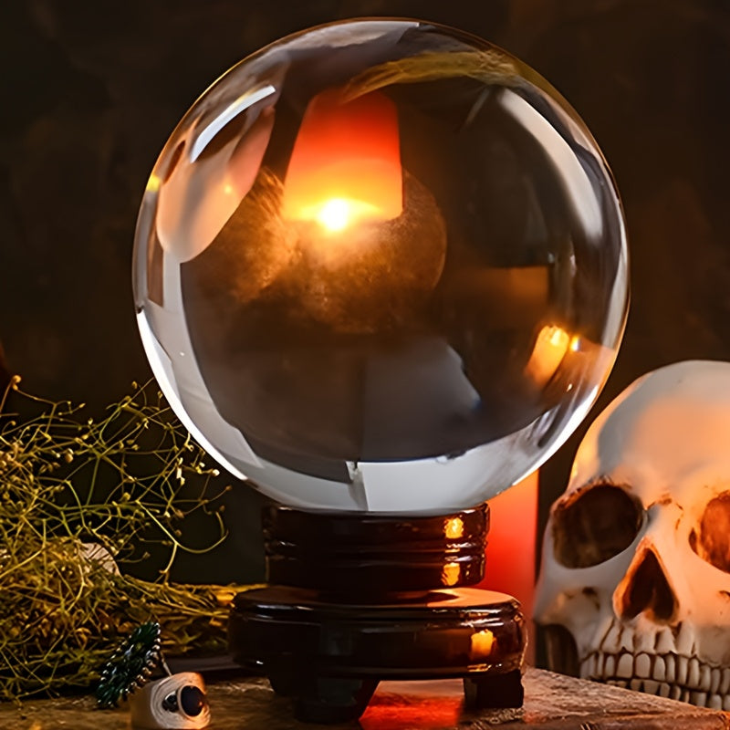 Crystal Ball for Photography Decoration Feng Shui Gift – Transparent Glass Sphere 60mm 80mm 150mm with Base for Magic Lens Ball Home Decor Halloween Valentine Christmas
