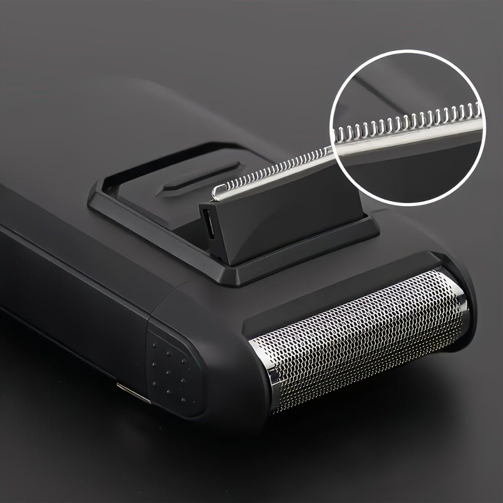 Black Foil Electric Shaver with Flip-Up Sideburn Trimmer, Rechargeable Body and 3.8-Inch Pictured Height