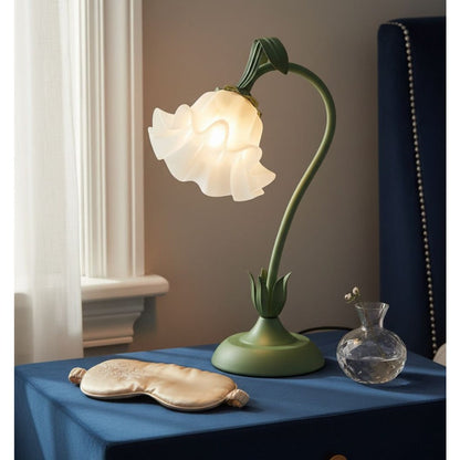 Bellflower Table Lamp – Artisan Crafted Botanical Floral Dimmable Night Light, Heirloom Quality Premium Finish Desk Lamp for Bedroom Living Room Home Decor, Unique Floral Gift (Green)