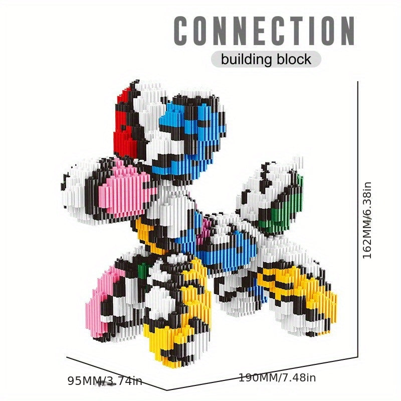 Balloon Dog Building Block Sculpture in Five Pictured Designs with 7.48-Inch Length for Adult Pop Art Display