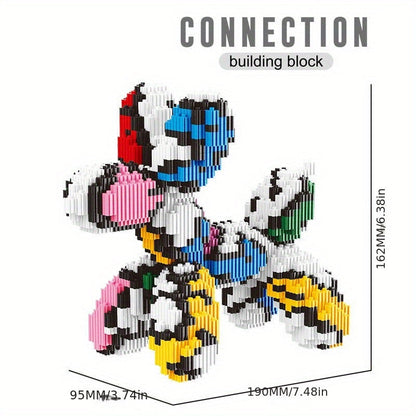 Balloon Dog Building Block Sculpture in Five Pictured Designs with 7.48-Inch Length for Adult Pop Art Display