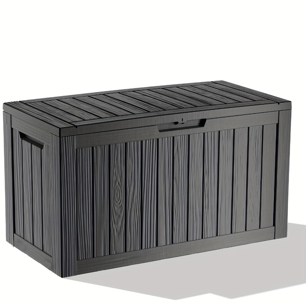 Large Resin Deck Box Lockable Outdoor Storage 80/100 Gallon – 345L UV Protected Weatherproof Patio Storage Box | Sit-On Lid Deck Storage Chest for Pool Accessories, Garden Tools & Outdoor Gear