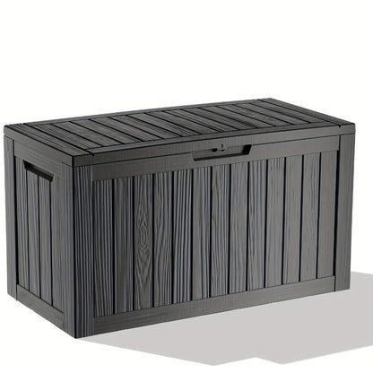 Large Resin Deck Box Lockable Outdoor Storage 80/100 Gallon – 345L UV Protected Weatherproof Patio Storage Box | Sit-On Lid Deck Storage Chest for Pool Accessories, Garden Tools & Outdoor Gear