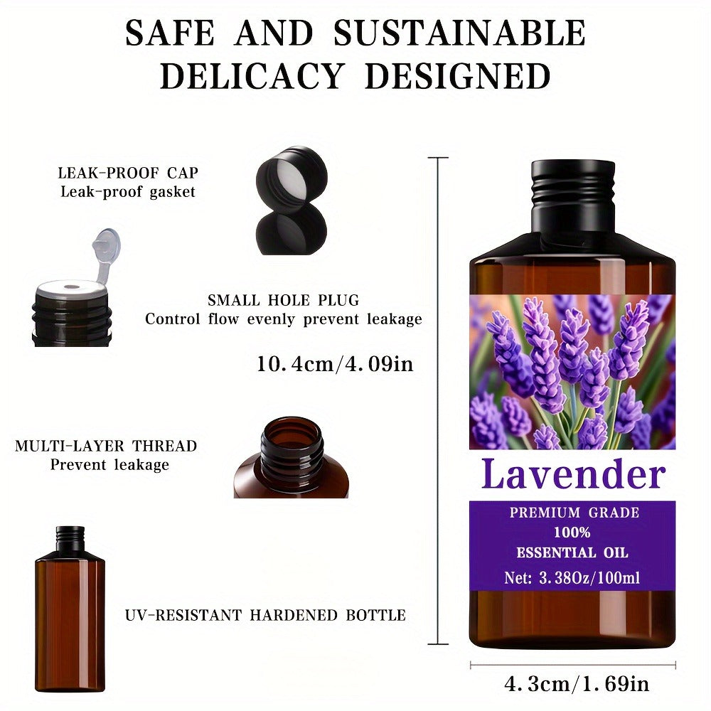 Essential Oil Lavender Floral Herbal Aroma in 100ml Bottle for Diffuser, Massage and Personal Care Use