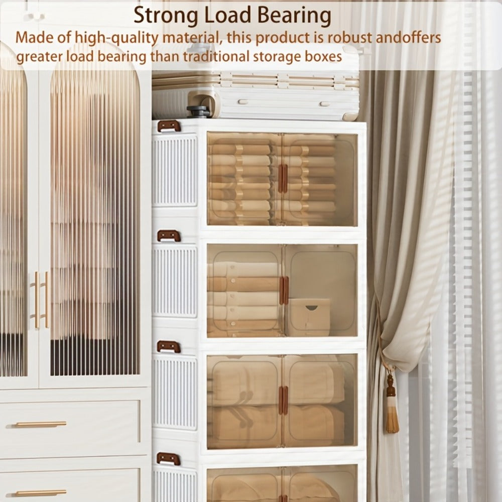 50 cm Wide Folding Storage Cabinet with Wheels and Lids in One to Six-Tier Stackable Options