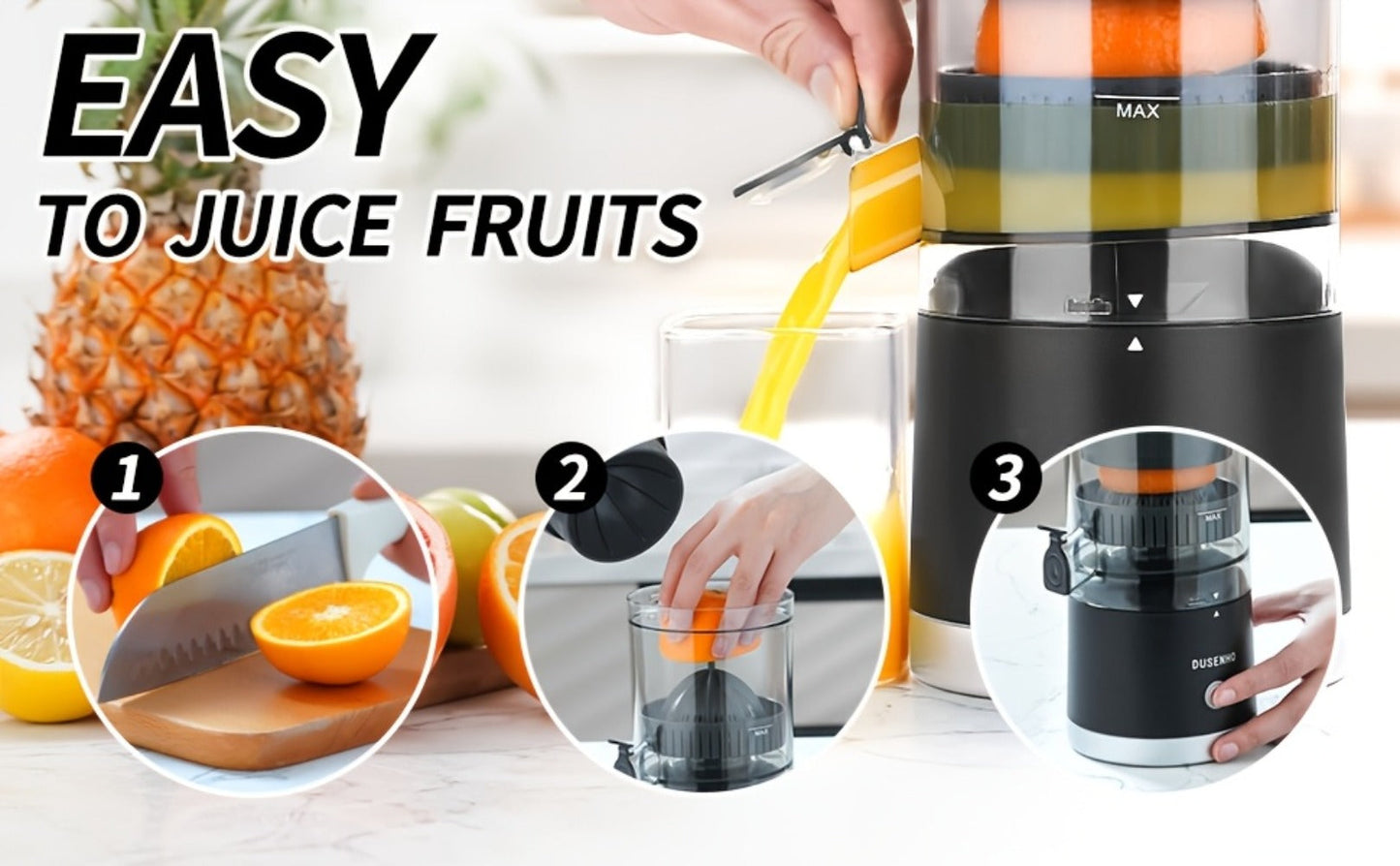Electric Citrus Juicer Rechargeable USB-C – Portable Electric Orange Juicer Machine with 45W Motor, BPA-Free, Quiet Operation, Cleaning Brush Included, for Orange Lemon Lime
