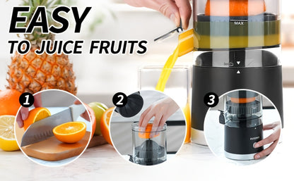 Electric Citrus Juicer Rechargeable USB-C – Portable Electric Orange Juicer Machine with 45W Motor, BPA-Free, Quiet Operation, Cleaning Brush Included, for Orange Lemon Lime