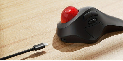 Wireless Ergonomic Trackball Mouse, Rechargeable Bluetooth & 2.4G, 44mm Index Finger Rollerball, 5 DPI Levels, 60-Day Battery, Compatible with PC, Laptop, Mac – Green/Black