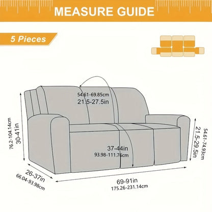 Chenille Recliner Sofa Cover 3 Seater High Stretch Thickened Hooked Fabric - Machine Washable Wear Resistant Couch Slipcover | Sand Color Light Grey Chocolate | Living Room Bedroom Furniture Protector