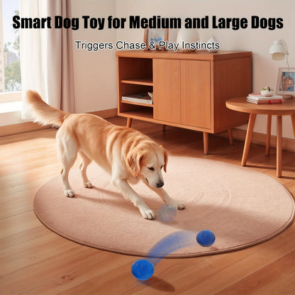 Dog Toy Motion-Activated E-TPU Ball with Auto-Rolling, Rotating and Bouncing Modes in Blue or Orange