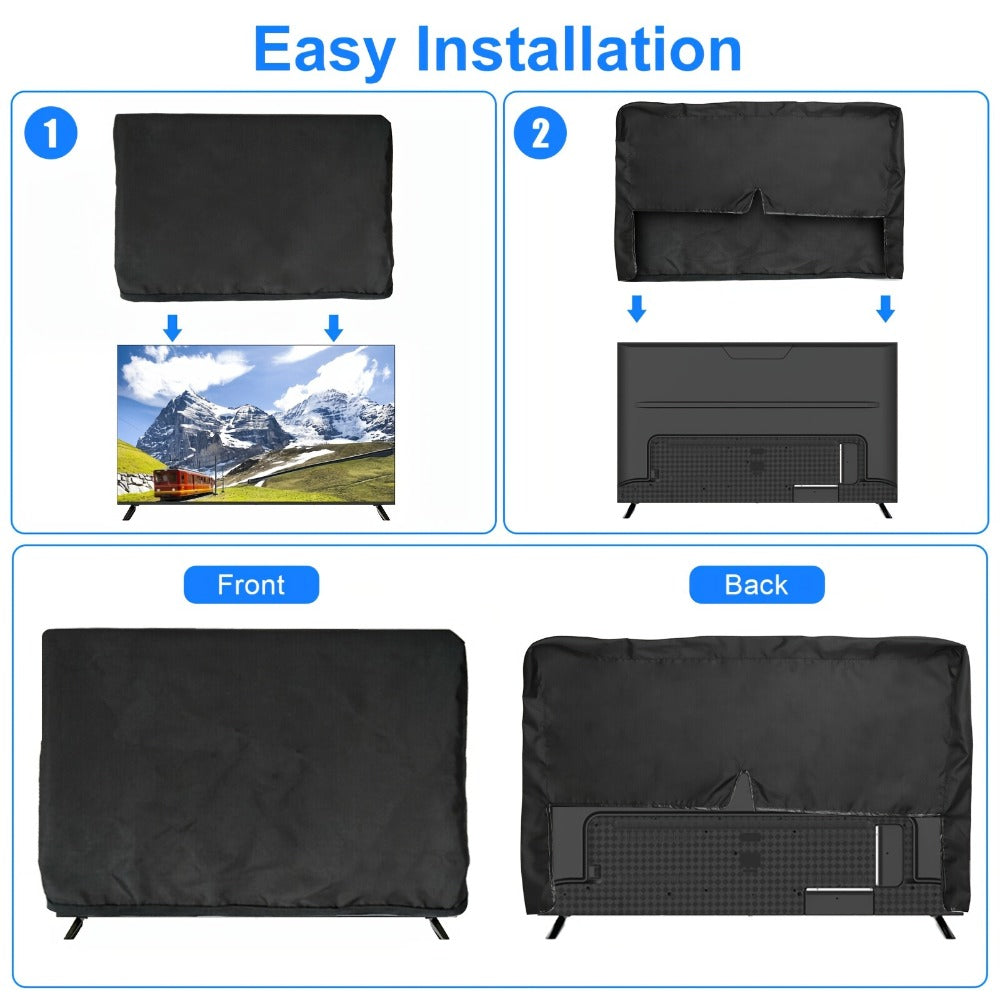 Black Television Cover for 55- to 58-Inch Screens with Rear Opening and Full Front Panel at Home