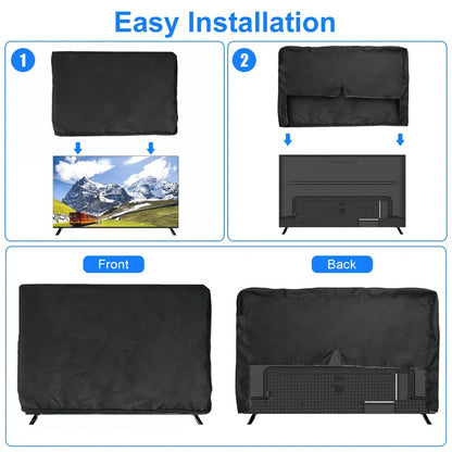 Black Television Cover for 55- to 58-Inch Screens with Rear Opening and Full Front Panel at Home