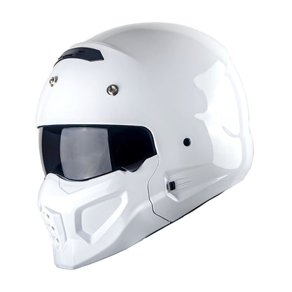 Motorcycle Helmet Convertible Full/Open-Face Shell with Detachable Mask, Smoked Shield, S-XL Sizes and Multiple Styles