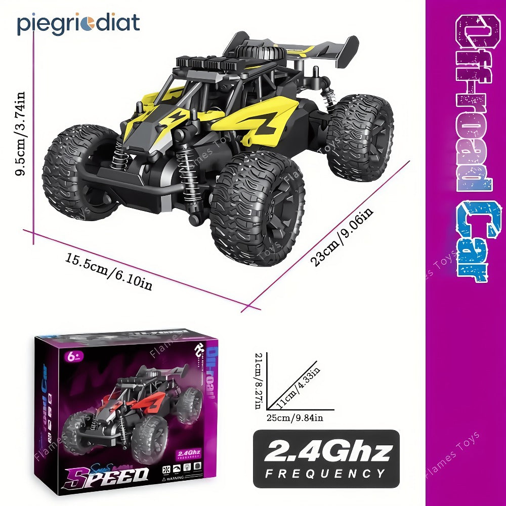 Remote Control Car, 1:18 Scale Alloy Monster Truck with 2.4GHz Control, LED Headlights and Red or Yellow Finish