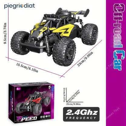 Remote Control Car, 1:18 Scale Alloy Monster Truck with 2.4GHz Control, LED Headlights and Red or Yellow Finish