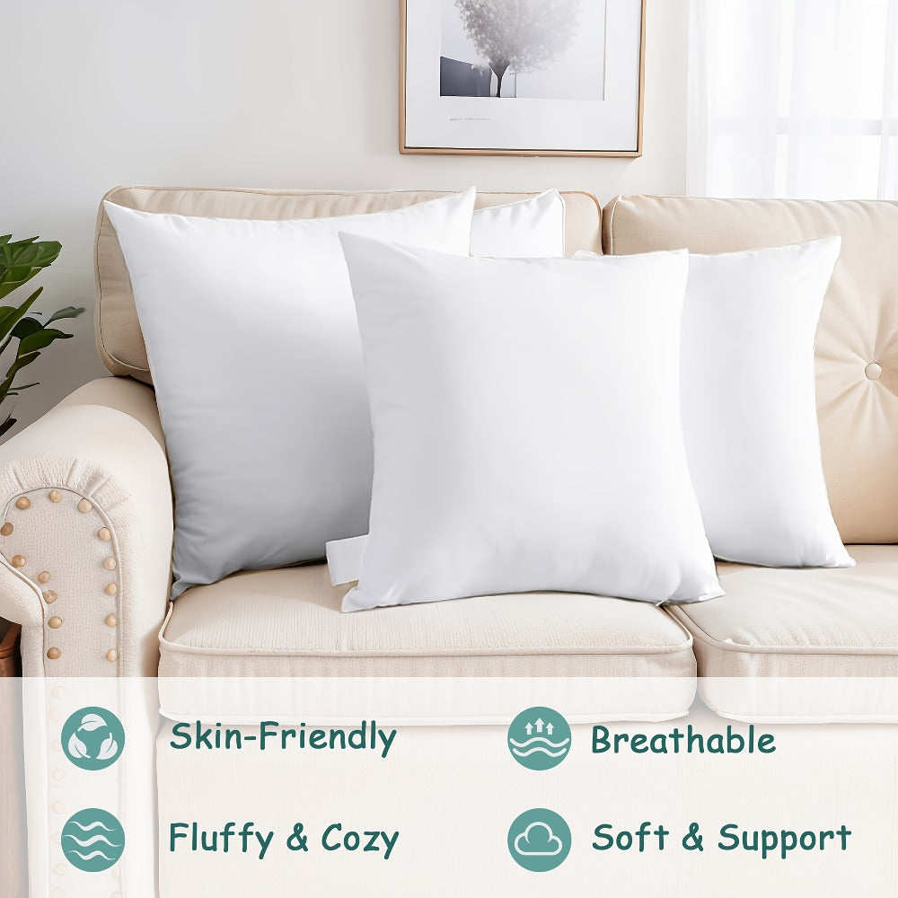 Throw Pillow Inserts Soft Fluffy Hypoallergenic Square Pillow Stuffing Washable Fiber Fill for Sofa Bedroom Living Room 14 16 18 20 22 Inch