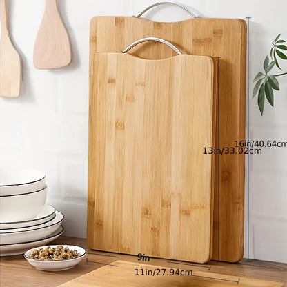 8.66 x 12.6-Inch Bamboo Cutting Board with Reversible Flat Surface and Integrated Handle Opening