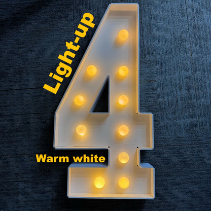 Party Decorations Three-Foot Freestanding Number Sign with Warm White LED Lights and Digits 0–9